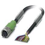Phoenix Contact 1430789 Sensor/actuator cable, 17-position, PUR halogen-free, black RAL 9005, free cable end, on Socket straight M12 SPEEDCON, coding: A, cable length: 3 m