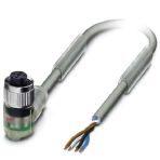 Phoenix Contact 1457005 Sensor/actuator cable, 4-position, PUR halogen-free, resistant to welding sparks, highly flexible, gray RAL 7001, free cable end, on Socket angled M12, coding: A, with 3 LEDs, cable length: 3 m, for robots and drag chains
