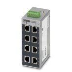 Phoenix Contact 2891673 Ethernet switch, eight TP-RJ45 ports with 10/100/1000 Mbps on all ports, automatic detection of data transmission speed of 10/100/1000 Mbps (RJ45), autocrossing function, with signaling contact and QoS, extended temperature range
