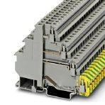 Phoenix Contact 3011038 Motor terminal block, four-level, bridgeable, with PE foot, cross section: 0.2 mm² - 4 mm², AWG: 24 - 12, connection method: screw connection, width: 6.2 mm, color: gray, mounting type: NS 35/7,5, NS 35/15