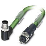 Phoenix Contact 1431005 Bus system cable, INTERBUS (16 Mbps), 5-position, PUR halogen-free, may green RAL 6017, shielded, Plug angled M12, coding: B, on Socket straight M12, coding: B, cable length: Free input (0.2 ... 40.0 m)