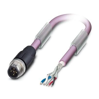 Phoenix Contact 1519354 Bus system cable, CANopenÂ®, DeviceNetâ„¢, 5-position, PUR halogen-free, red lilac RAL 4001, shielded, Plug straight M12, coding: A, on free cable end, cable length: 0.5 m