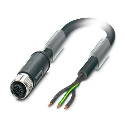 Phoenix Contact 1425384 Power cable, 3-position, PVC, black, free cable end, on Socket straight M12, coding: S, cable length: 1.5 m, for AC current up to 16 A/230 V