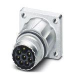 Phoenix Contact 1619217 Device connector, front mounting, straight, for standard and SPEEDCON interlock, M17, number of positions: 7+PE, type of contact: Pin, Axial O-ring, 4x Ø 3.2, shielded: yes, flange dimensions: 25.75 mm x 25.75 mm, degree of protection: IP67, number of pos