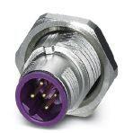 Phoenix Contact 1456475 Sensor/actuator flush-type plug, with violet contact carrier, 5-pos., M12 SPEEDCON, shielded, B-coded, rear/screw mounting with M16 thread, with straight solder connection
