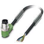 Phoenix Contact 1669796 Sensor/actuator cable, 5-position, PUR halogen-free, black-gray RAL 7021, Plug angled M12, coding: A, on free cable end, cable length: 1.5 m