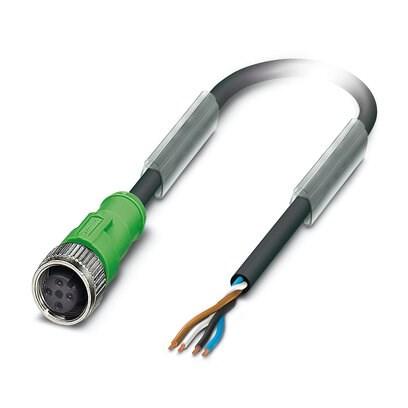Phoenix Contact 1515743 Sensor/actuator cable, 4-position, PVC, black RAL 9005, free cable end, on Socket straight M12, coding: A, cable length: 10 m