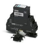 Phoenix Contact 2800787 Surge protection, consisting of protective plug and base element, with integrated multi-stage status indicator on the module for two signal wires with common reference potential.