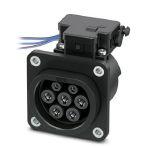 Phoenix Contact 1627986 CHARX connect, Socket Outlet, front protective cover screw connection, Optimized insertion and withdrawal forces, For charging electric vehicles (EV) with alternating current (AC), Compatible with infrastructure charging plugs, Type 2, IEC 62196-2, 20 A /