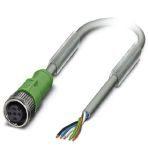 Phoenix Contact 1457160 Sensor/actuator cable, 5-position, PUR halogen-free, resistant to welding sparks, highly flexible, gray RAL 7001, free cable end, on Socket straight M12, coding: A, cable length: 3 m, for robots and drag chains