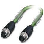 Phoenix Contact 1524404 Bus system cable, PROFINET CAT5 (100 Mbps), 4-position, PVC/PVC, green RAL 6018, shielded, Plug straight M12, coding: D, on Plug straight M12, coding: D, cable length: 15 m