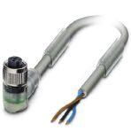 Phoenix Contact 1454325 Sensor/actuator cable, 3-position, PUR halogen-free, resistant to welding sparks, highly flexible, gray RAL 7001, free cable end, on Socket angled M12, coding: A, with 2 LEDs, cable length: 5 m, for robots and drag chains