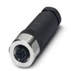 Phoenix Contact 1553268 Connector, 4-position, Socket straight M12, Coding: A, Screw connection, knurl material: Stainless steel 1.4404, cable gland Pg9, external cable diameter 6 mm ... 8 mm