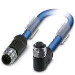 Phoenix Contact 1419123 Bus system cable, PROFIBUS PA (31.25 kbps), 3-position, PVC, blue RAL 5015, shielded, Plug straight M12, coding: A, on Socket angled M12, coding: A, cable length: 10 m, For Ex area with high-grade steel knurl