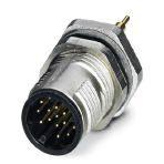 Phoenix Contact 1437119 Sensor/actuator flush-type connector, plug, 17-pos., M12 SPEEDCON, shielded, A-coded, rear/screw mounting with M12 thread, with straight solder pins