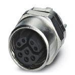 Phoenix Contact 1456666 Hybrid flush-type female connector, Ethernet, 8-pos., M12 SPEEDCON, front wall/screw mounting with M12 thread, with straight solder connection