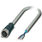 Phoenix Contact 1096027 Sensor/actuator cable, 4-position, PVC, gray, shielded, free cable end, on Socket straight M12, coding: A, cable length: 5 m, Foil shielding plus drain wire