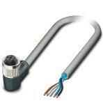 Phoenix Contact 1095842 Sensor/actuator cable, 4-position, PVC, gray, shielded, free cable end, on Socket angled M12, coding: A, cable length: 15 m, Foil shielding plus drain wire