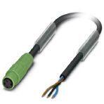 Phoenix Contact 1519875 Sensor/actuator cable, 3-position, PUR halogen-free, black-gray RAL 7021, free cable end, on Socket straight M8 Snap-in, cable length: 5 m