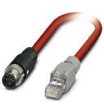 Phoenix Contact 1419168 Bus system cable, Sercos CAT5 (100 Mbps), 4-position, PVC, Red RAL 3020, Plug straight M12 SPEEDCON / IP67, coding: D, on Plug straight RJ45 / IP20, cable length: 2 m
