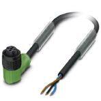 Phoenix Contact 1442683 Sensor/actuator cable, 3-position, PUR halogen-free, black-gray RAL 7021, free cable end, on Socket angled M12, coding: A, cable length: 3 m, with plastic knurl
