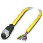 Phoenix Contact 1406094 Sensor/actuator cable, 8-position, PVC, yellow, Plug straight M12, coding: A, on free cable end, cable length: 2 m