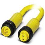 Phoenix Contact 1416545 Power cable, 2-position, PVC, yellow, Plug straight 7/8"-16UNF, coding: A, on Socket straight 7/8"-16UNF, cable length: 10 m