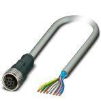 Phoenix Contact 1095882 Sensor/actuator cable, 8-position, PVC, gray, shielded, free cable end, on Socket straight M12, coding: A, cable length: 20 m, Foil shielding plus drain wire