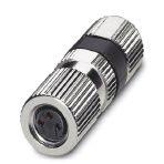 Phoenix Contact 1506778 Connector, Universal, 3-position, Socket straight M8, Coding: A, Piercecon® fast connection, knurl material: Nickel-plated brass, external cable diameter 3 mm ... 5 mm