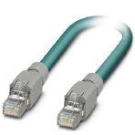 Phoenix Contact 1412859 Assembled Ethernet cable, shielded, 4-pair, AWG 26 flexible cable conduit capable (19-wire), RAL 5021 (sea blue), RJ45 connector/IP20 to RJ45 connector/IP20, line, length 2 m