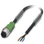 Phoenix Contact 1668030 Sensor/actuator cable, 3-position, PUR halogen-free, black-gray RAL 7021, Plug straight M12, coding: A, on free cable end, cable length: 5 m