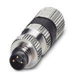 Phoenix Contact 1506752 Connector, Universal, 3-position, Plug straight M8, Coding: A, Piercecon® fast connection, knurl material: Nickel-plated brass, external cable diameter 3 mm ... 5 mm