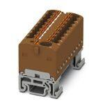 Phoenix Contact 1047445 Distribution block, nom. voltage: 500 V, nominal current: 17.5 A, connection method: Push-in connection, Push-in connection, number of connections: 19, cross section: 0.14 mm² - 2.5 mm², AWG: 26 - 14, width: 43.9 mm, color: brown, mounting type: NS 15