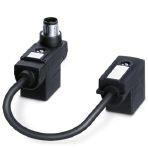 Phoenix Contact 1458305 Double valve connector adapter, npn, 4-position, PUR/PVC, black RAL 9005, Plug straight M12 SPEEDCON, coding: A, on Valve connector B (10 mm), with 1 LED, connected with Z diode and Valve connector B (10 mm), with 1 LED, connected with Z diode, valve conn