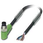 Phoenix Contact 1522163 Sensor/actuator cable, 6-position, PUR halogen-free, black-gray RAL 7021, Plug angled M8, on free cable end, cable length: 5 m