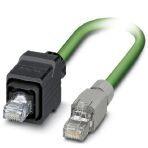 Phoenix Contact 1416141 Assembled PROFINET cable, CAT5e, shielded, star-quad, 22 AWG stranded (7-wire), RAL 6018 (yellow-green), RJ45 plug/IP67 push/pull plastic housing to RJ45 plug/IP20, gray, line, length: 5 m