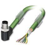 Phoenix Contact 1430970 Bus system cable, INTERBUS (16 Mbps), 5-position, PUR halogen-free, may green RAL 6017, shielded, Plug angled M12, coding: B, on free cable end, cable length: Free input (0.2 ... 40.0 m)