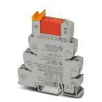 Phoenix Contact 2909512 PLC-INTERFACE, consisting of DIN-rail-mountable basic terminal block in 14 mm with screw connection and plug-in relay with power contact, 2 changeover contacts, 230 V AC/220 V DC input voltage. Approved according to ATEX/IECEx (Zone 2) and Ex Zone Class I