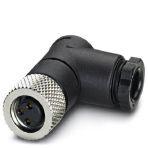 Phoenix Contact 1529399 Connector, Universal, 3-position, Socket angled M8, Coding: A, Solder connection, knurl material: Nickel-plated brass, external cable diameter 3.5 mm ... 5 mm