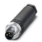 Phoenix Contact 1501252 Connector, Universal, 3-position, Plug straight M8, Coding: A, Screw connection, knurl material: Nickel-plated brass, external cable diameter 3.5 mm ... 5 mm