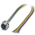 Phoenix Contact 1401205 Sensor/actuator flush-type socket, 8-pos., M12, front/screw mounting with Pg9 thread, with 1 m TPE litz wire, 8 x 0.25 mm², high-grade steel version, molded version