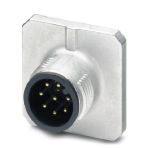 Phoenix Contact 1408574 Sensor/actuator flush-type connector, 8-pos. plug, M12, A-coded, front/square flange mounting, wave soldering