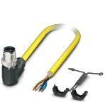 Phoenix Contact 1409550 Sensor/actuator cable, 4-position, PVC, yellow, shielded, Plug angled M12, coding: A, on free cable end, cable length: 5 m