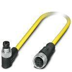 Phoenix Contact 1406208 Sensor/actuator cable, 4-position, PVC, yellow, Plug angled M8, on Socket straight M12 SPEEDCON, coding: A, cable length: 1.5 m
