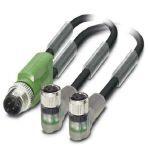 Phoenix Contact 1671441 Sensor/actuator cable, 3-position, PUR halogen-free, black-gray RAL 7021, Plug straight M12, coding: A, on Socket angled M8, with 2 LEDs and Socket angled M8, coding: A, with 2 LEDs, cable length: 3 m