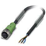 Phoenix Contact 1683510 Sensor/actuator cable, 3-position, PUR halogen-free, black-gray RAL 7021, free cable end, on Socket straight M12, coding: A, cable length: 5 m