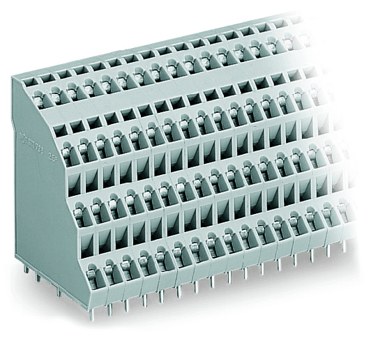 WAGO 738-112 Quadruple-deck PCB terminal block; 2.5 mm²; Pin spacing 5 mm; 48-pole; CAGE CLAMP®; 2,50 mm²; gray