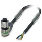 Phoenix Contact 1669893 Sensor/actuator cable, 5-position, PUR halogen-free, black-gray RAL 7021, free cable end, on Socket angled M12, coding: A, with 3 LEDs, cable length: 3 m