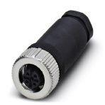 Phoenix Contact 1543045 Connector, Universal, 5-position, Socket straight M12 SPEEDCON, Coding: A, Screw connection, knurl material: Nickel-plated brass, cable gland Pg9, external cable diameter 6 mm ... 8 mm