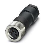 Phoenix Contact 1681185 Connector, Universal, 4-position, Socket straight M8, Coding: A, Solder connection, knurl material: Nickel-plated brass, external cable diameter 3.5 mm ... 5 mm